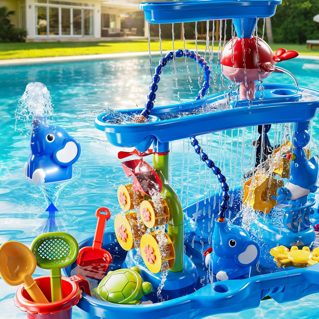 Water Table for Kids Ages 4-8 with Water Pump, Summer Outdoor Sand Water Table for Boys Girls, Kids Water and Sand