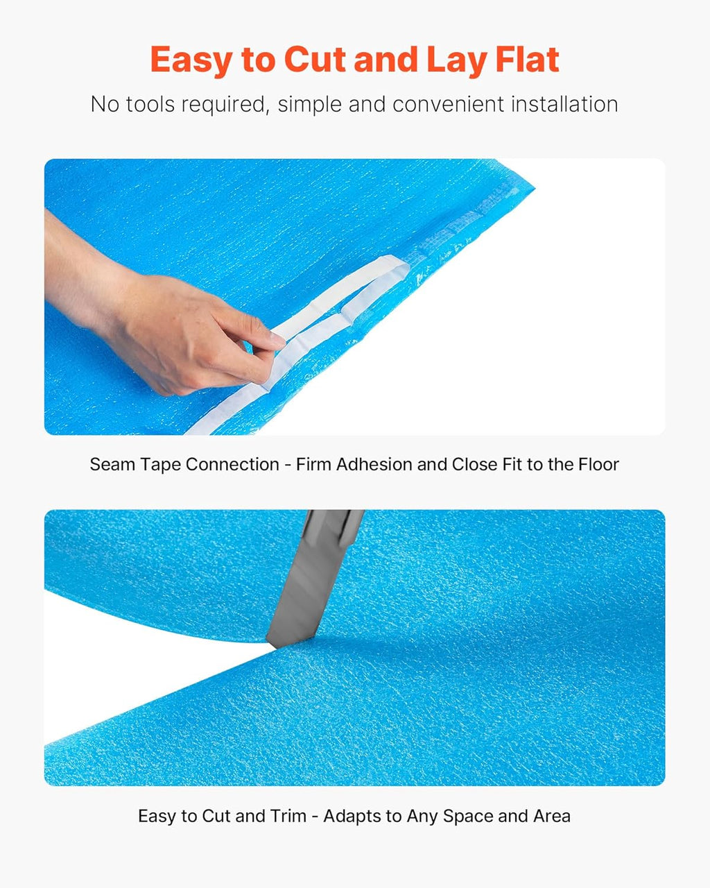 Floor Underlayment 600 sq. ft, 3-in-1 2 mm Thick Flooring Padding with Tape & Vapor Barrier, Heavy Duty EPE Foam