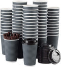 Disposable Coffee Cups with Lids and Straws - 16 oz (90 Set) Togo Hot Paper Coffee Cup with Lid To Go for Beverages