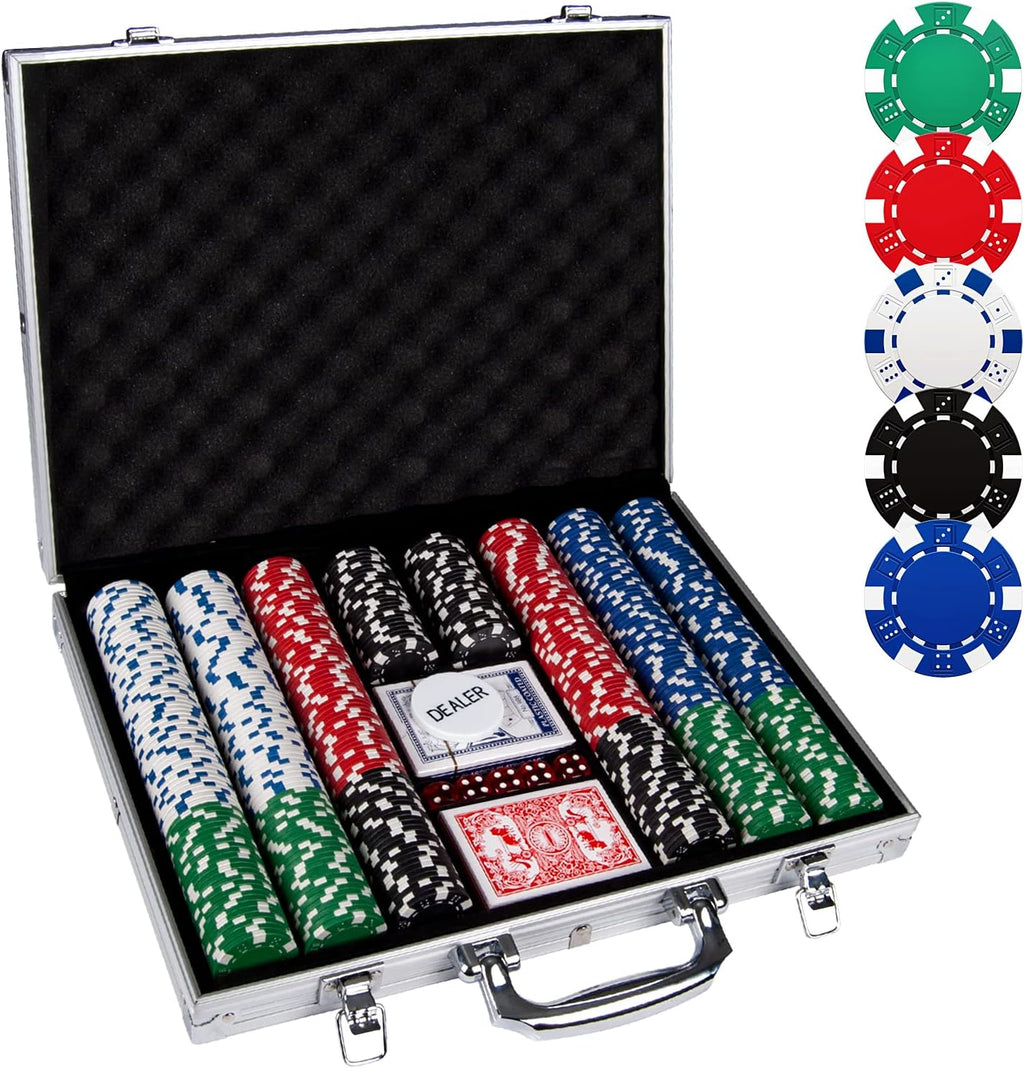 Poker Chips,500PCS Poker Chip Set with Aluminum Travel Case,11.5 Gram Poker Set for Texas Holdem Blackjack Gambling |