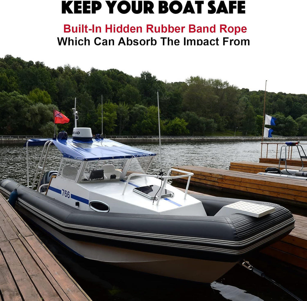 3 Feet Bungee Dock Line Boat Ropes for Docking Line Mooring Rope with Stainless Steel Clip Accessories for Boats 2pcs