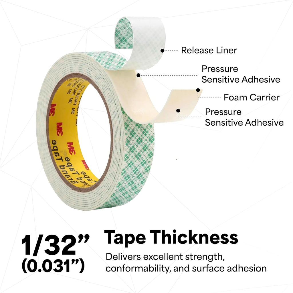 3M 4032 Natural Polyurethane Double Coated Foam Tape, 6" width x 5yd length (1 roll)