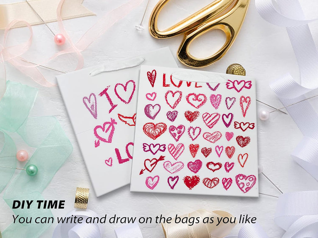 Large White Gift Bags with Handles, 12 Pack, 10x10x10 IN