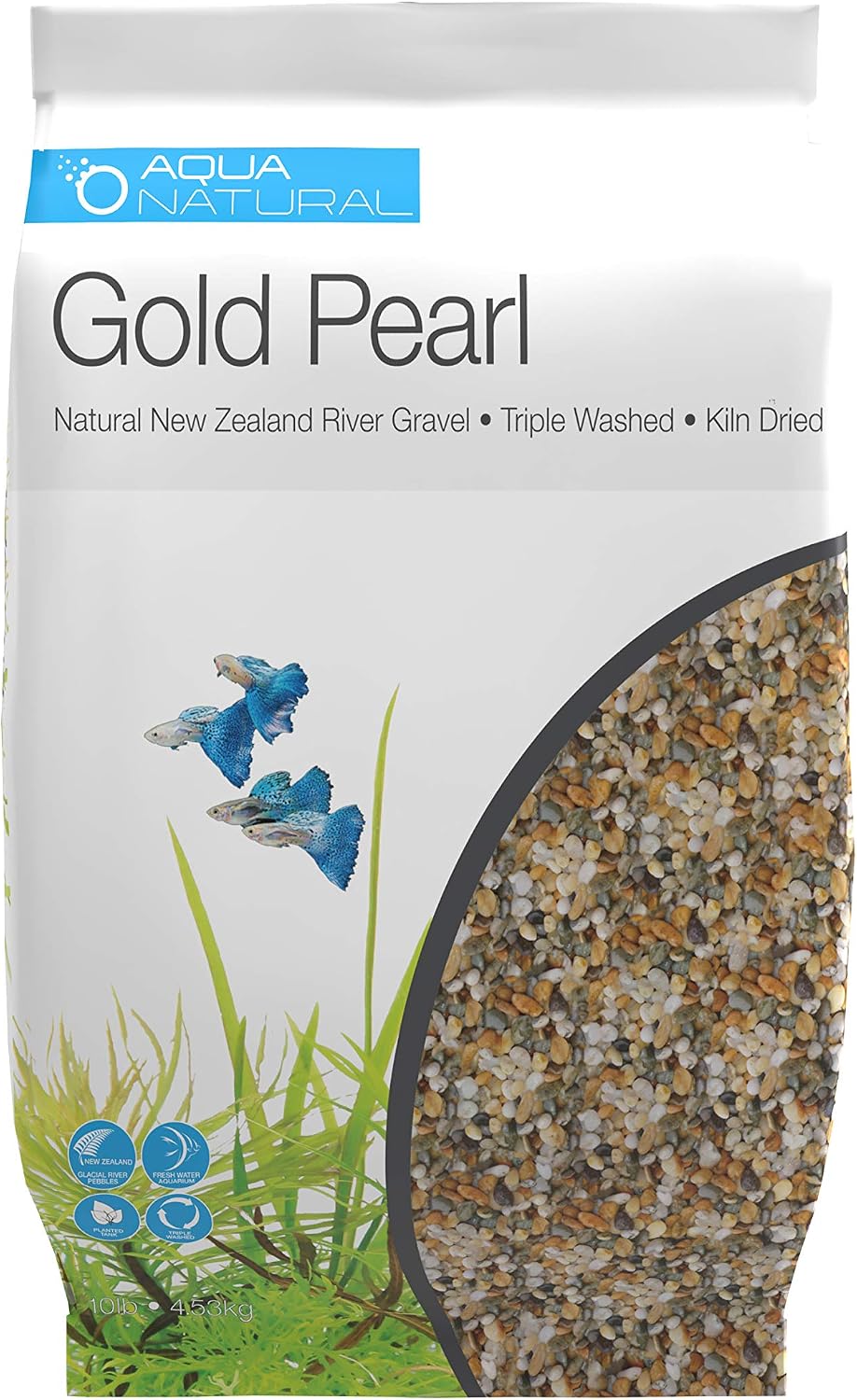 Aquarium Substrate, Gold Pearl Gravel, 10lb