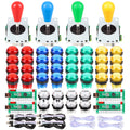 4 Player LED Arcade Kit Ellipse Oval Style Joystick USB Encoder to PC Games DIY Controllers Bat Joystick 4 Colors LED