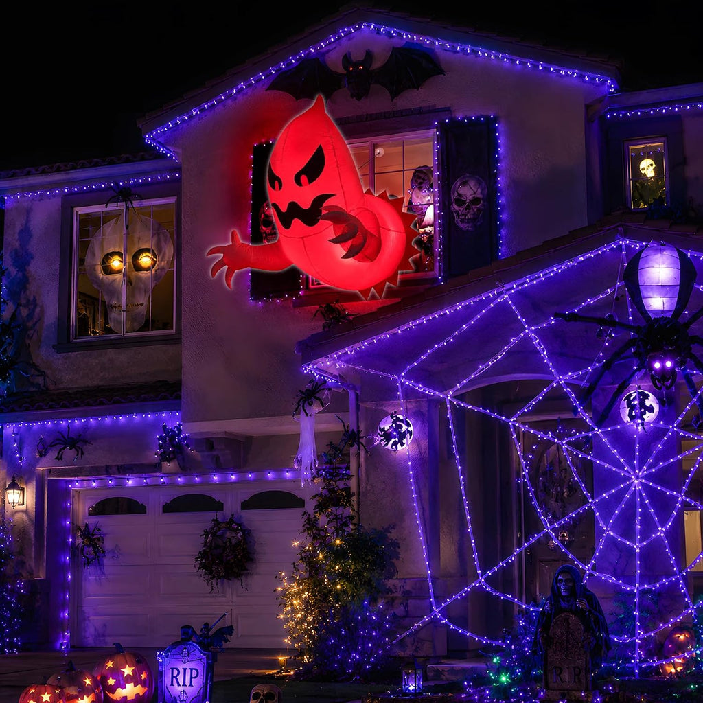 Halloween Decorations Outdoor Ghost Inflatables Broke Out from Window | [ Fire Flame Lights ] 3.5 Ft Halloween