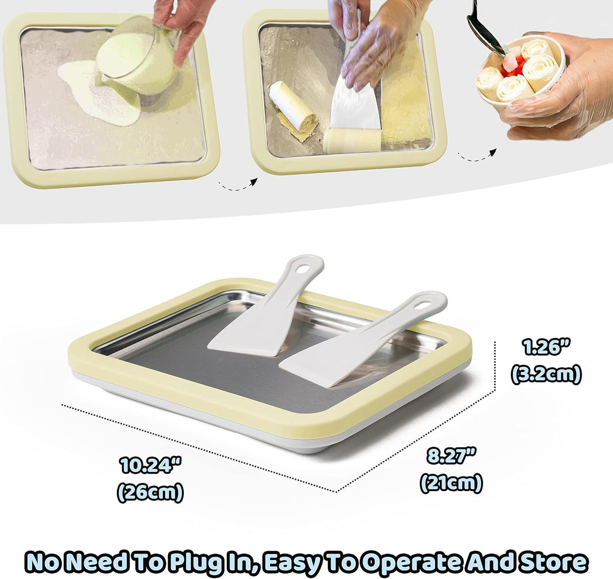 Ice Cream Roll Maker Rolled Ice Cream Machine, Sweet Spot Pan, Instant Cold Plate, Ideal for Making Rolled Ice Cream