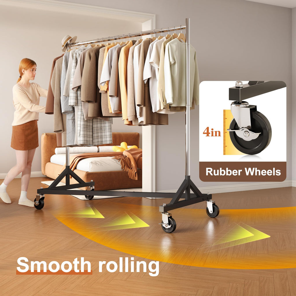 Clothes Rack Z Rack Clothing Rack with Lockable Wheels