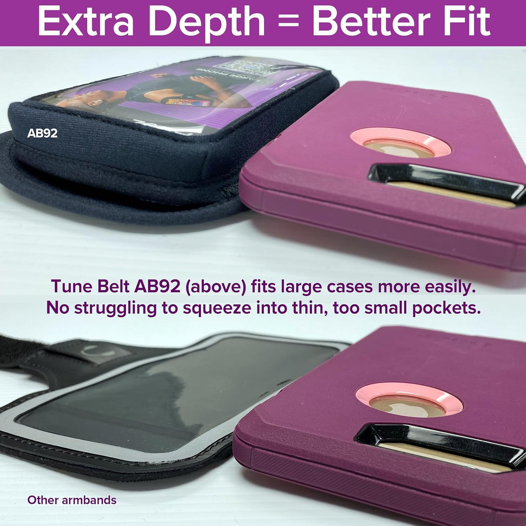 AB92 No-Slip Running Armband for Large/XL Phones and Cases | Fits iPhone 17/16/15/14/13 Pro Max, Plus, Samsung Galaxy