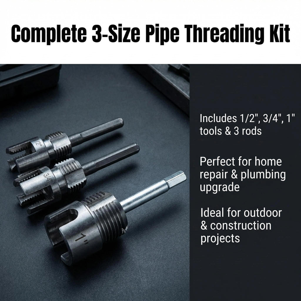 3Pcs PVC Pipe Threader Tool - 1/2" & 3/4" & 1" Dual-Function Internal External Pipe Threading Tool for Water Pipe (1/2" & 3/4" & 1")