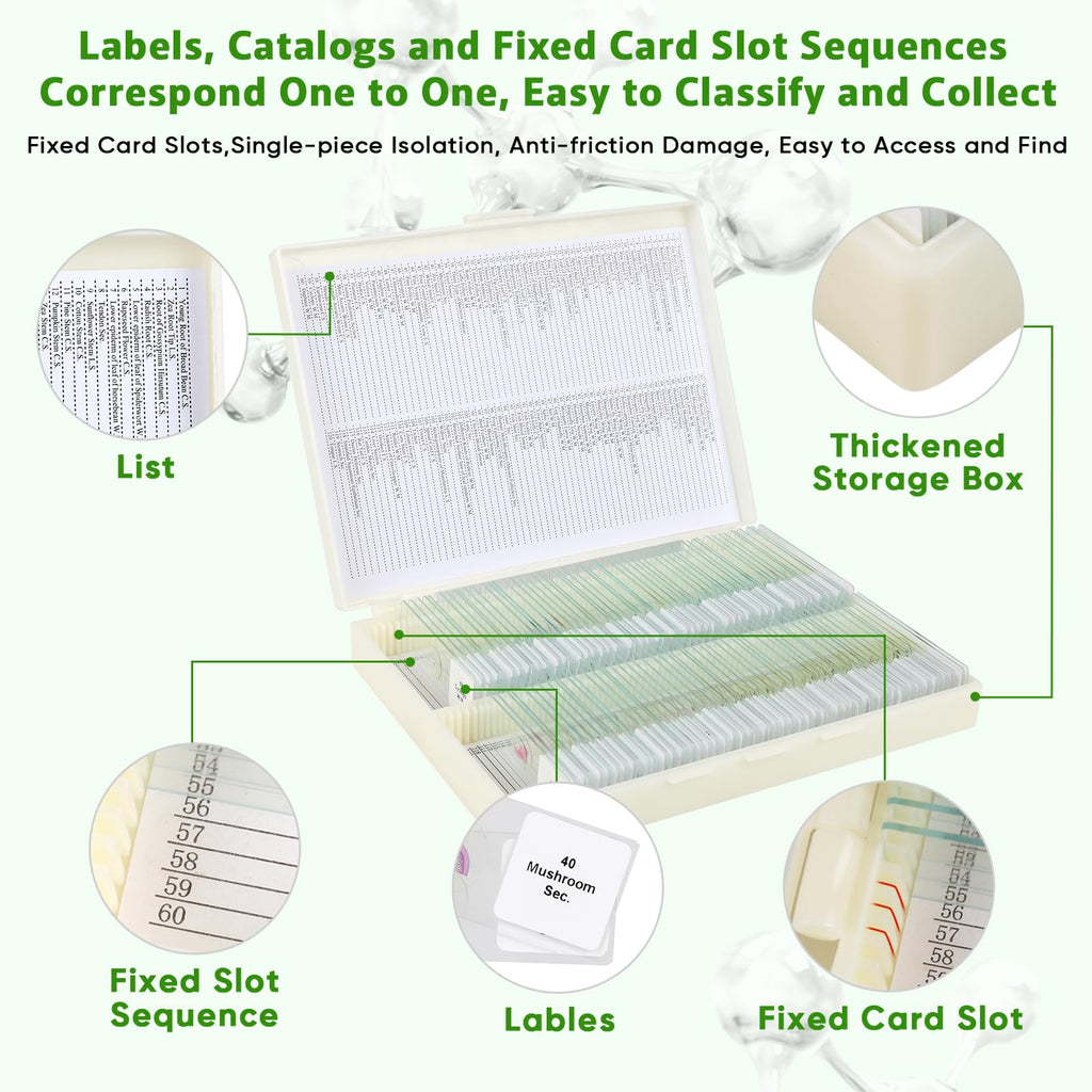 120 Prepared Microscope Slides with Specimens,Glass Slides for Microscope,Prepared Slides Microscope,Microscope Slide