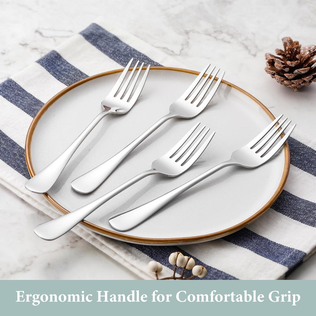 24 Piece Stainless Steel Salad Forks 6.75In, Small Dinner Forks Set