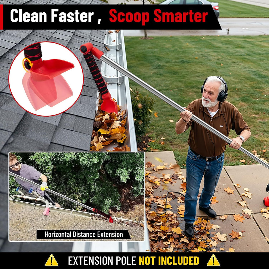 Multi-Angle Gutter Cleaning Tools from the Ground - 2.0 New Upgraded Gutter Cleaner Tools with Scoop & Brush, Leaf