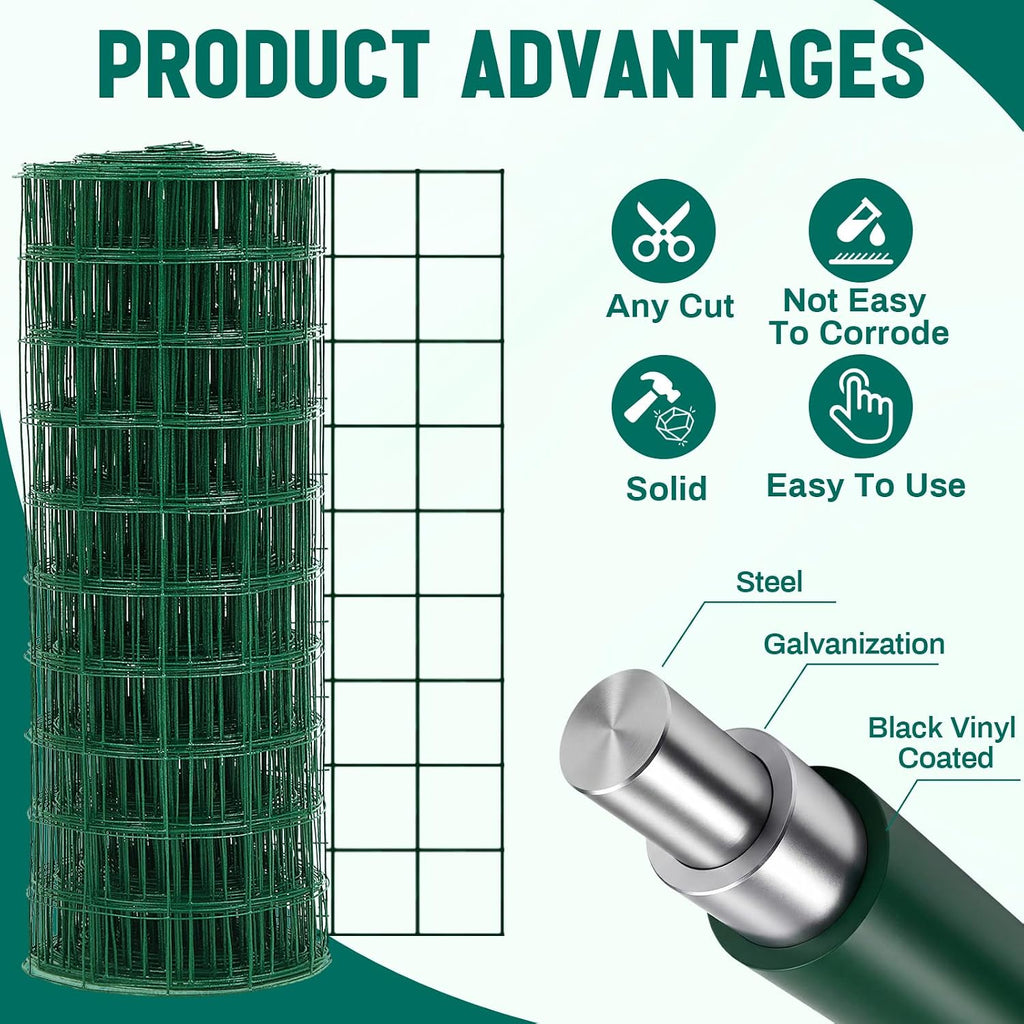 Green Welded Wire Fence 4 ft X 100 ft, 2.36" Mesh Fencing