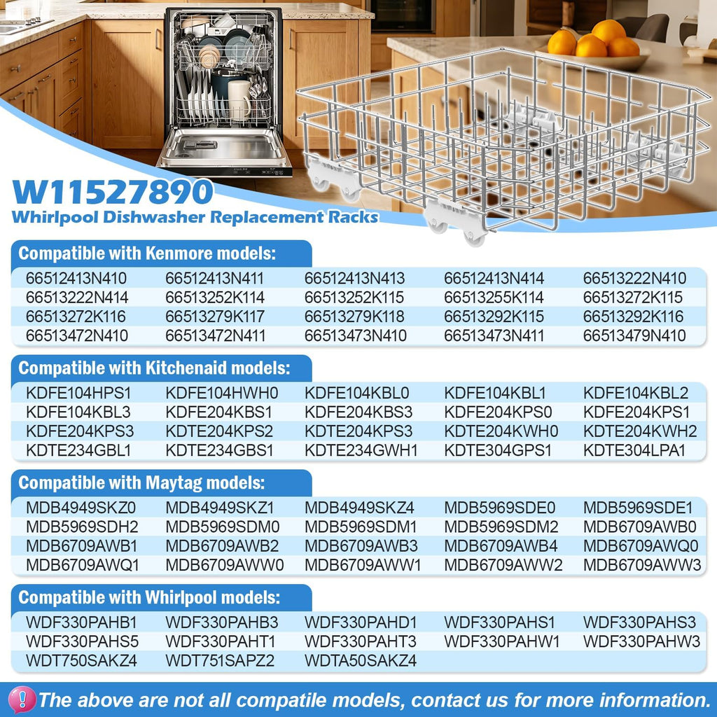W11527890 Dishwasher Rack Replacement for Whirlpool Dishwasher Rack Parts