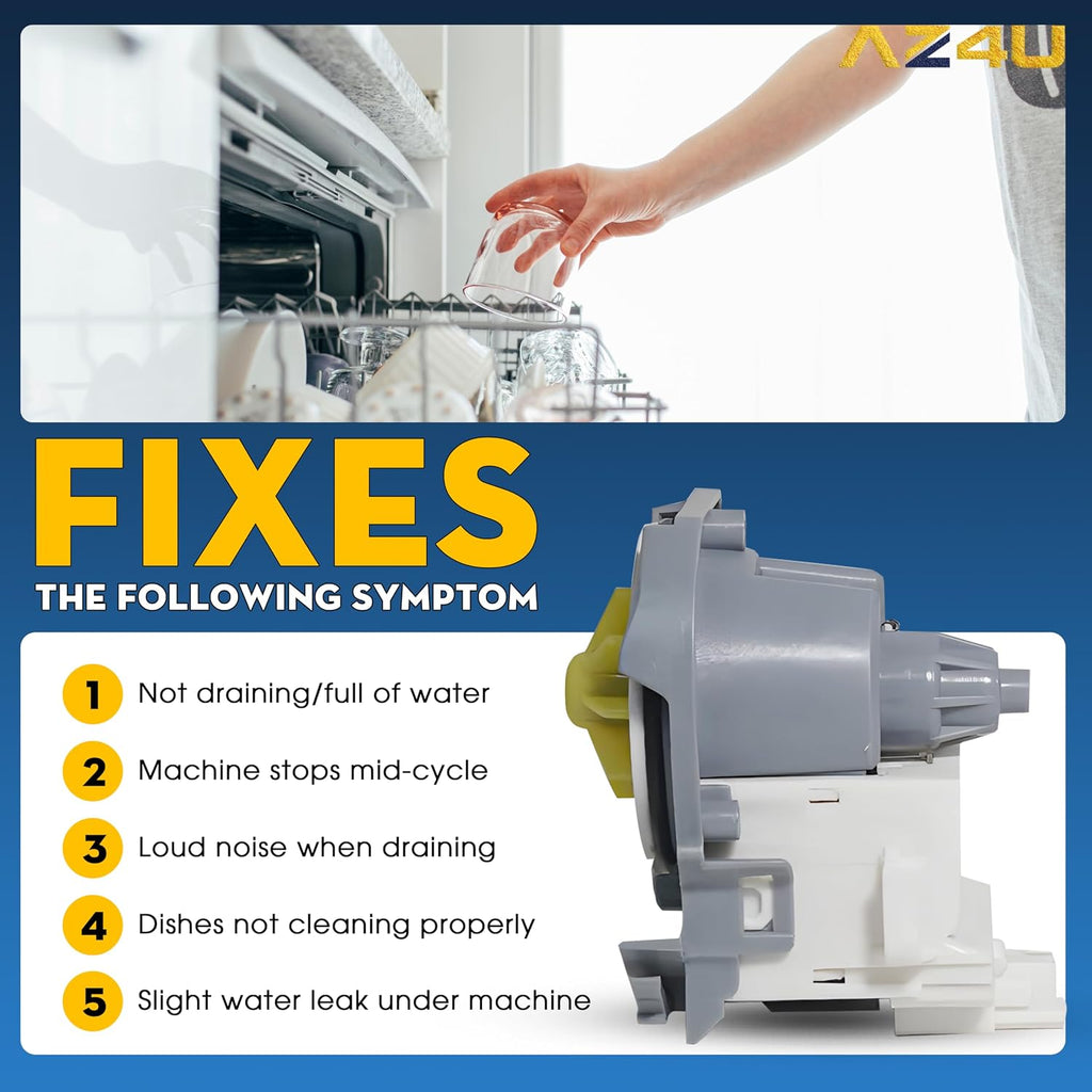 AZ4U Dishwasher Drain Pump Motor For Whirlpool WDF520PADW WDF560SAFM2