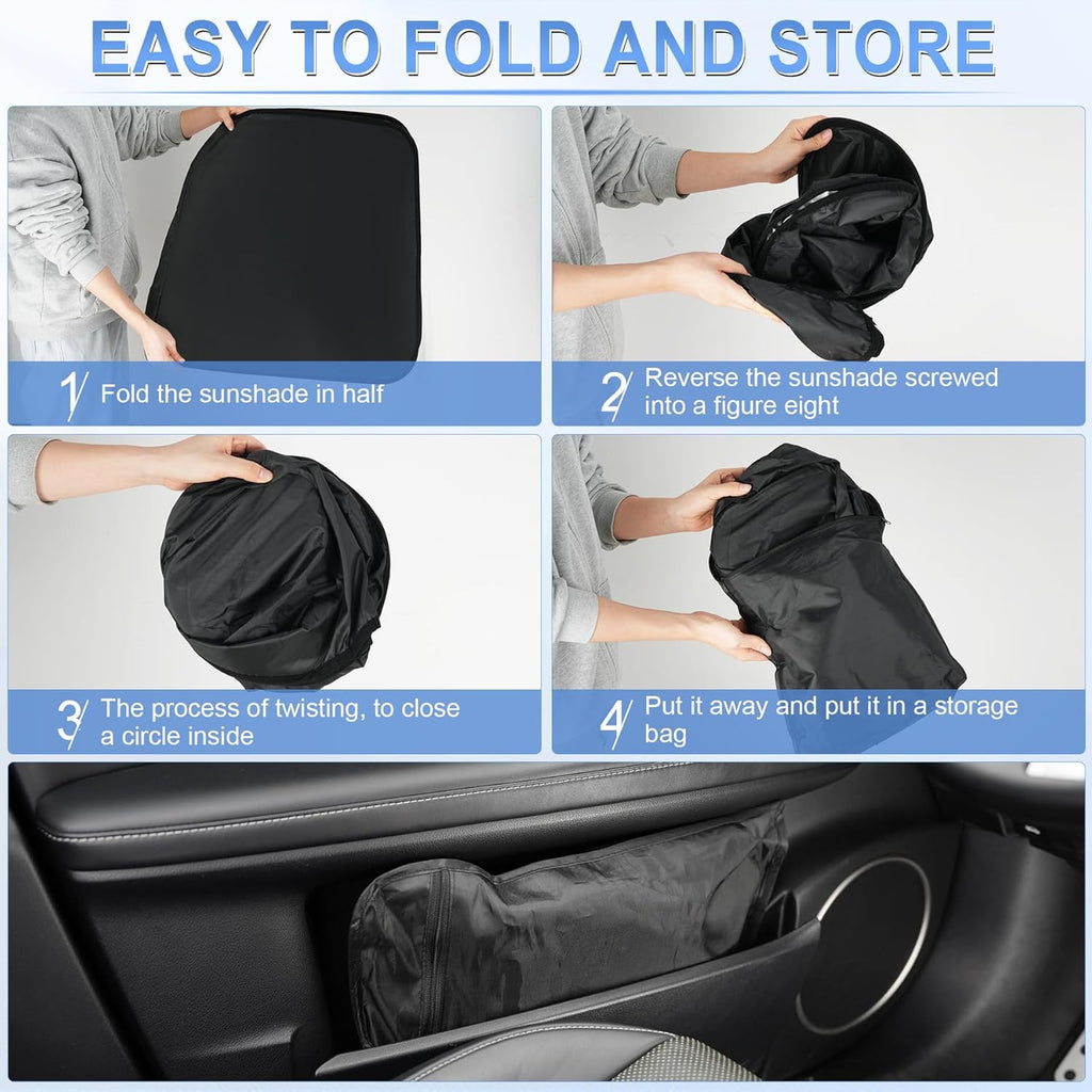 300T Universal Car Windshield Sun Shade, Foldable Reflective for Windshield & Window Shades with Overlapping Design
