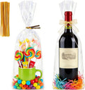 Clear Wine Bottle Gift Bags 8x16 Inch, 50 Pack Cellophane Bags