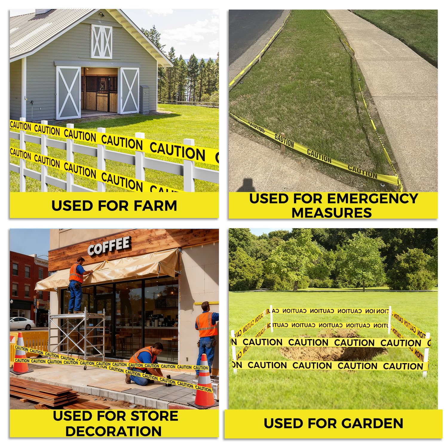3 Rolls Premium Yellow Caution Tape, 3 Inch x 1000FT(Total 3000FT) | Bright Hazard Tape with Bold Black Text, Danger