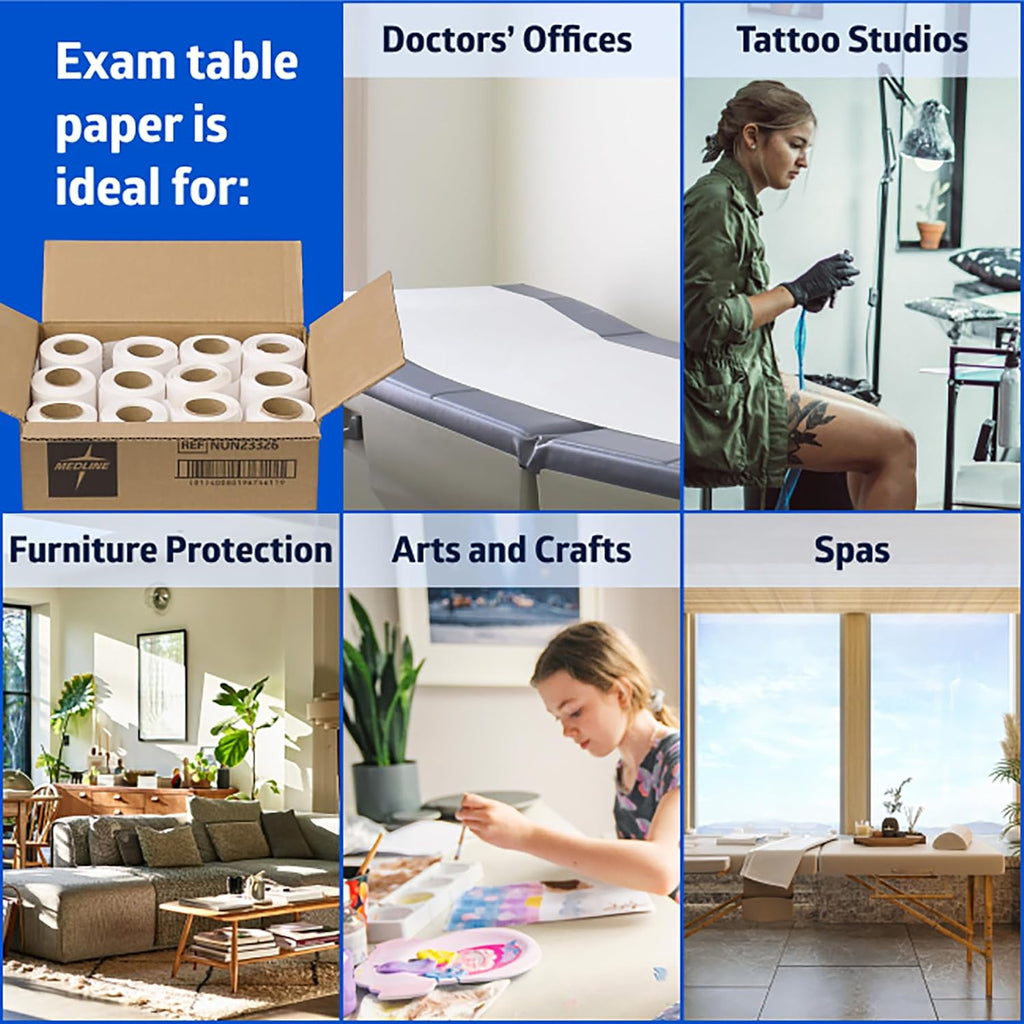 Medical Exam Table Paper, Smooth Table Paper, 20-21 inches x 225 feet, Case of 12 Rolls