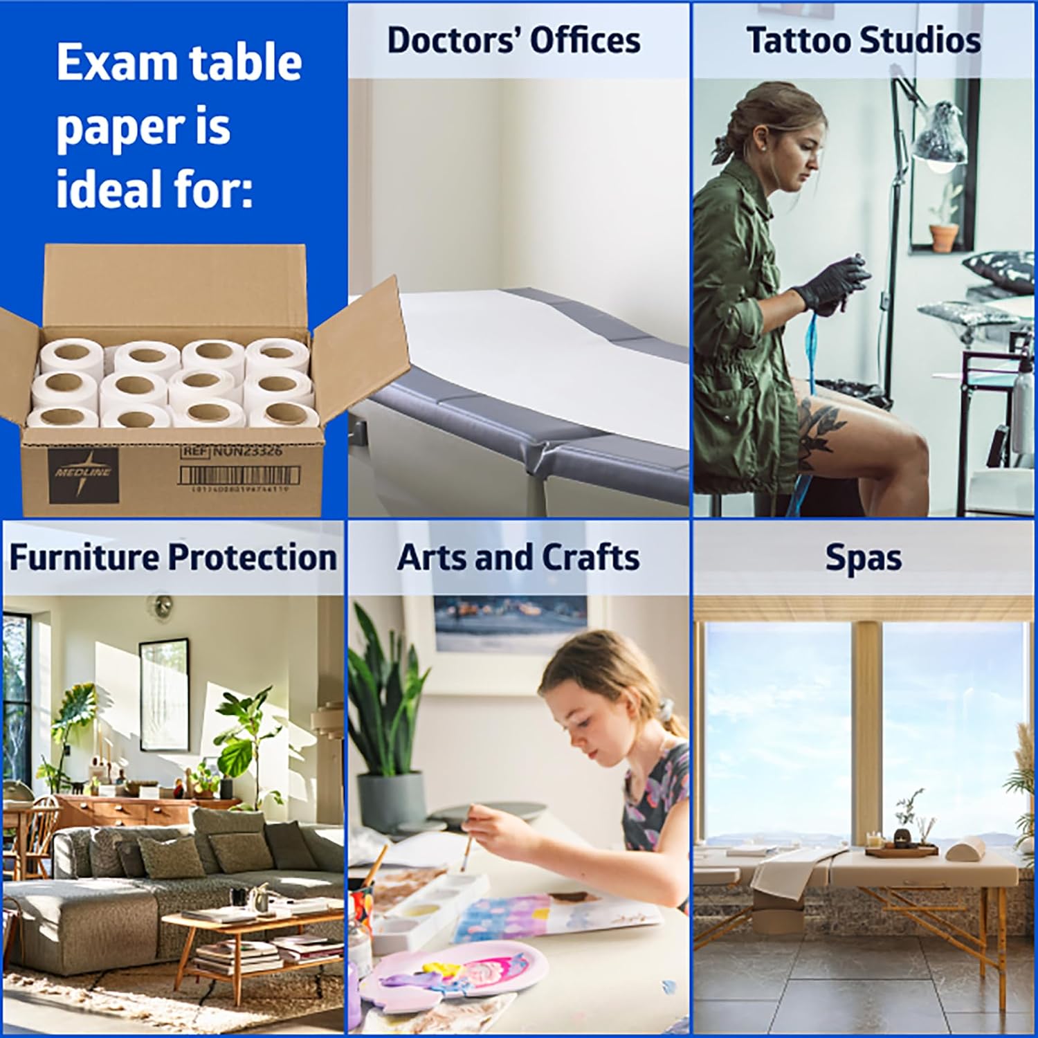 Medical Exam Table Paper, Smooth Table Paper, 20-21 inches x 225 feet, Case of 12 Rolls