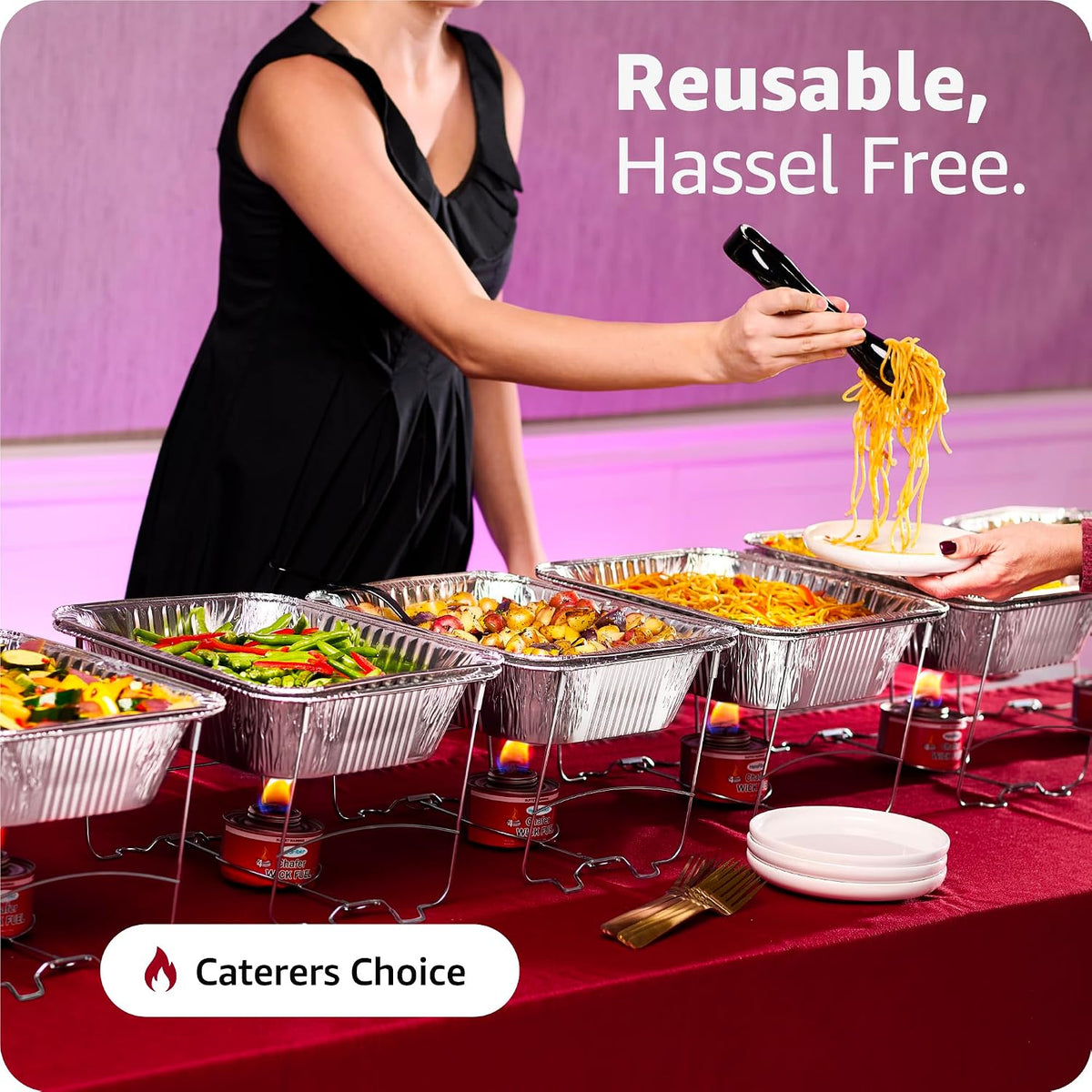 Disposable Chafing Dish Buffet Set, Food Warmers for Parties, Catering Supplies Buffet Display, Complete Premium Set