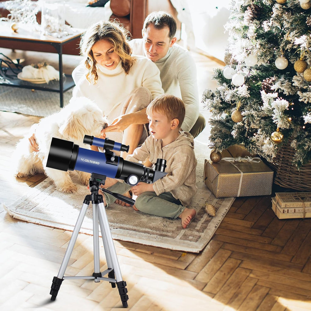 Telescope 70mm Aperture 400mm Astronomical Refracting Telescopes - Travel Telescope with Tripod, Phone Adapter(Ocean