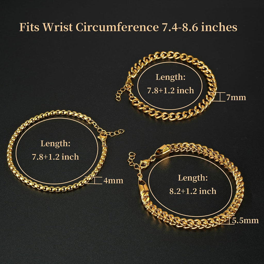 Mens Bracelet Silver and Gold Bracelet for Men Rakhi for Brother | Waterproof Stainless Steel Cuban Chain Bracelet