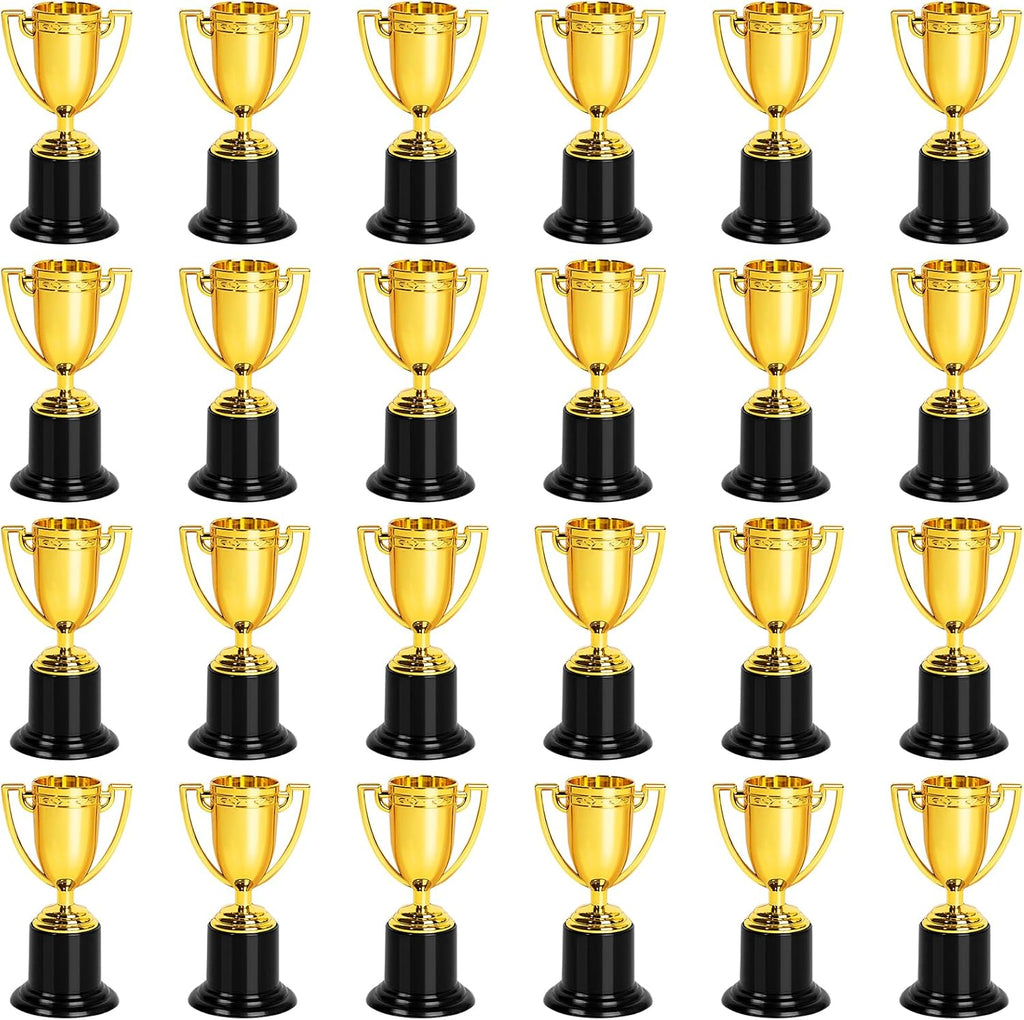 Mini Trophies, 4 Inch Mini Gold Award Trophy Cup, Plastic Gold Award Trophy Cups, Golden Award Trophy Cups Set for