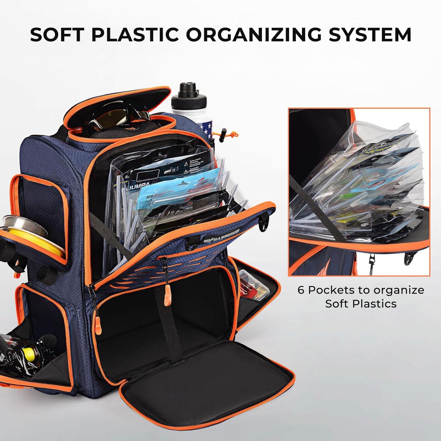 Bait Boss Fishing Tackle Backpack with Rod Holders-4 Tackle Boxes-Rain Cover,Storage for Fishing Gear