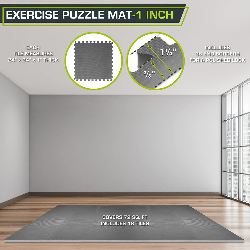 Fit Weaved Pattern Extra Thick Exercise Puzzle Mat 1-inch, EVA Foam Interlocking Tiles for Protective, Cushioned