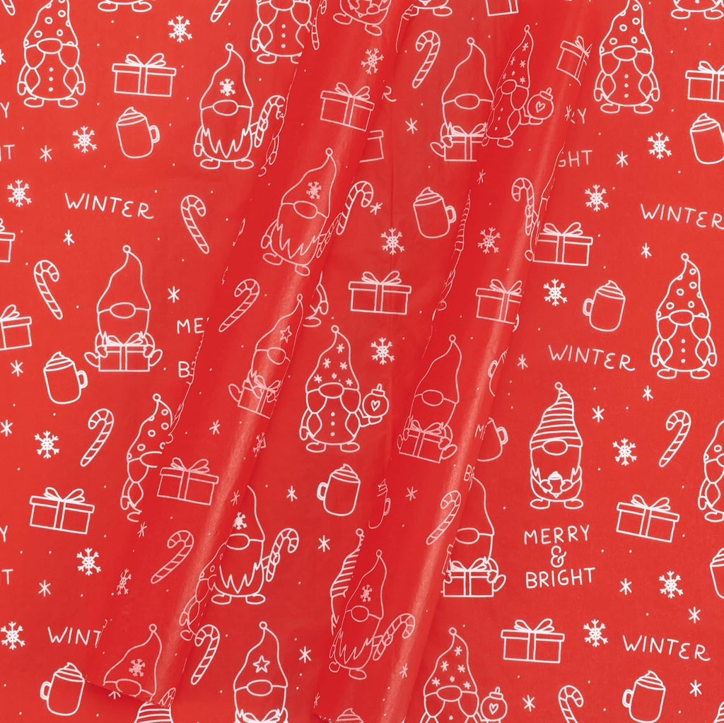Beautiful Christmas Tissue Wrapping Paper Sheets for Gift Bags - Set of 120 Quality Tissue Papers with 6 Festive