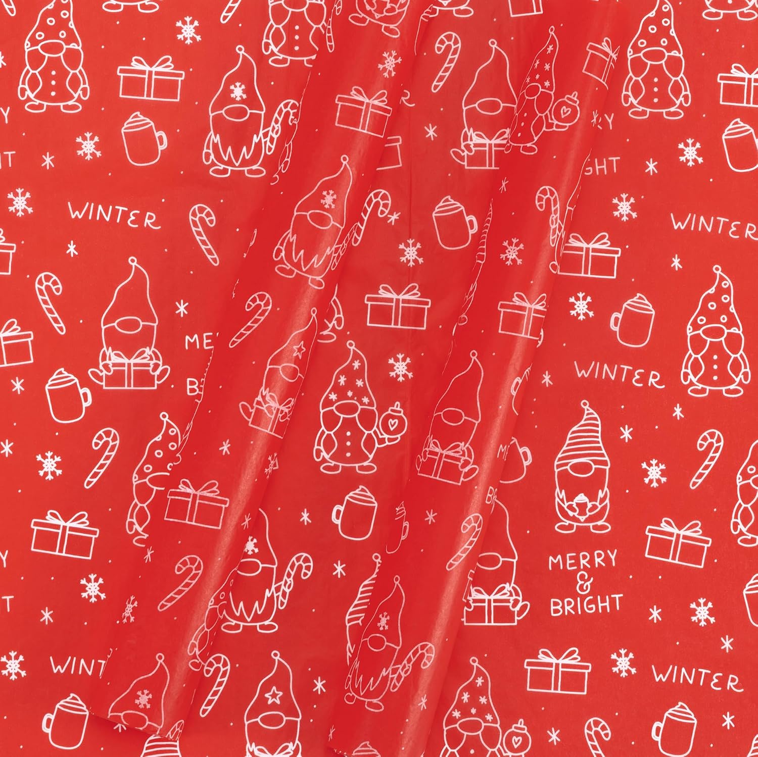 Beautiful Christmas Tissue Wrapping Paper Sheets for Gift Bags - Set of 120 Quality Tissue Papers with 6 Festive