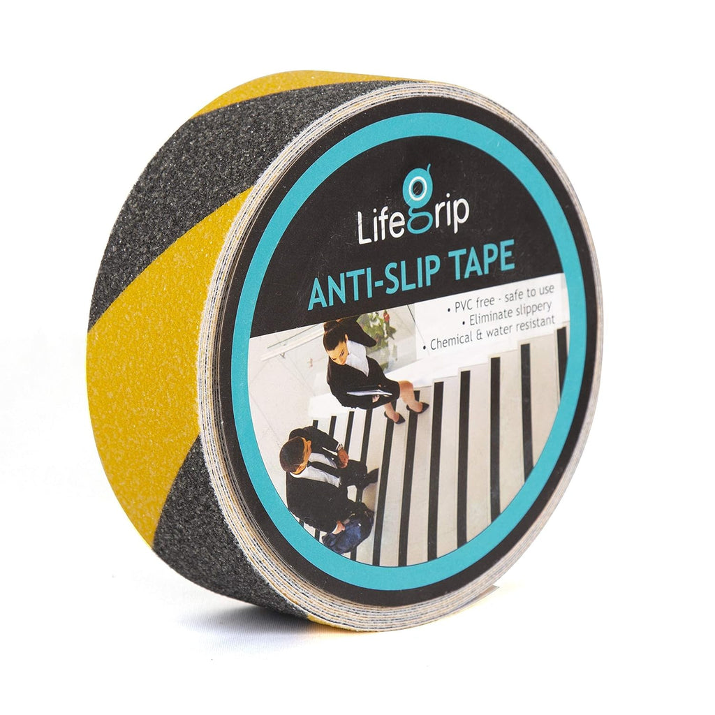 LifeGrip Yellow/Black Anti Slip Tape, 2" x60ft, Waterproof Outdoor Caution | Hi-Vis Safety Stripe for Low Light