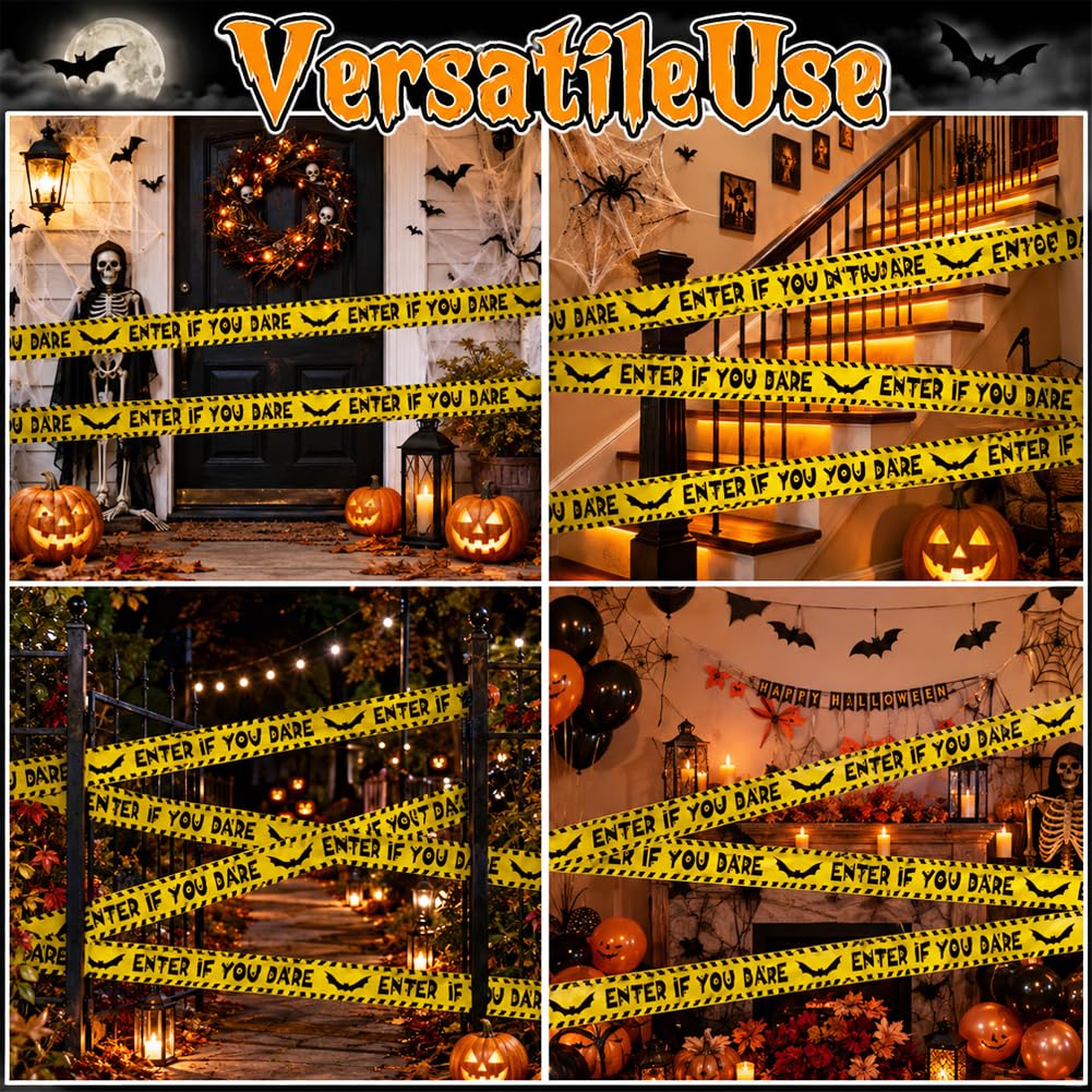 4Pk 3" x118ft Halloween Caution Tape for Haunted House Party