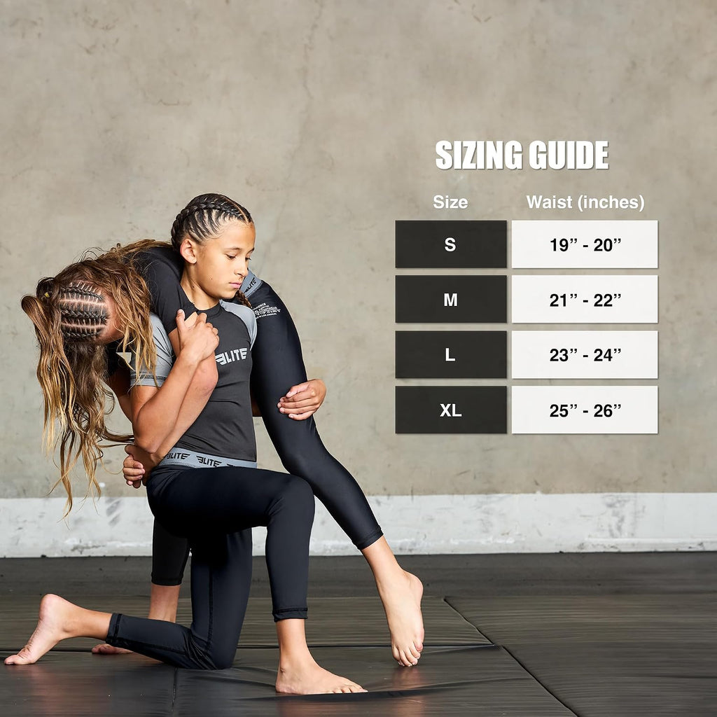 Kids BJJ Spats, Youth No Gi Compression Pants for MMA | Moisture-wicking compression spats for kids, ideal for BJJ