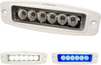 Wave One Marine Dual Color LED FLUSH Mount Spreader Light | Boat Deck Flood Beam | Stainless Hardware | IP68 Waterproof | High Lumen | 12-24 Volt DC Input (WHITE)