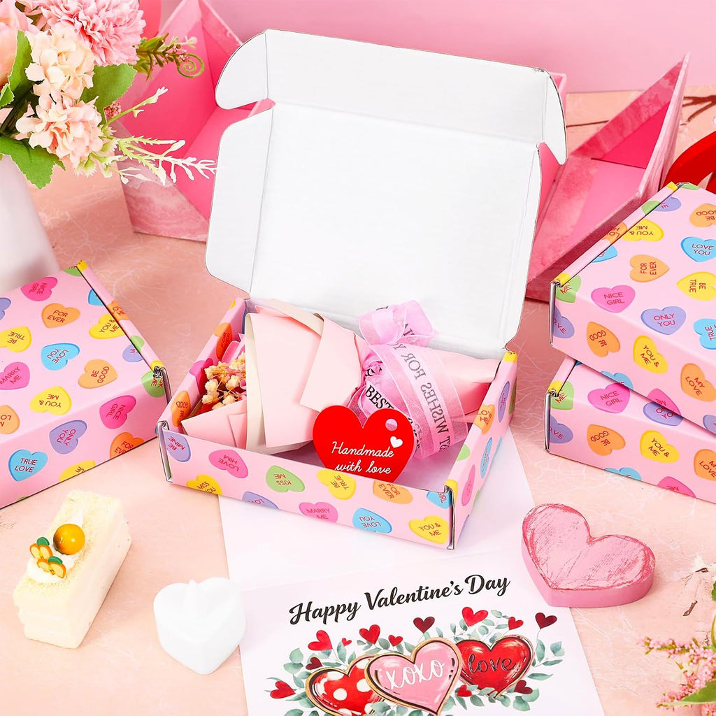 24 Pack Valentine's Day Shipping Boxes Mailing Box Conversation Heart Corrugated Cardboard Box Mailers for Packaging