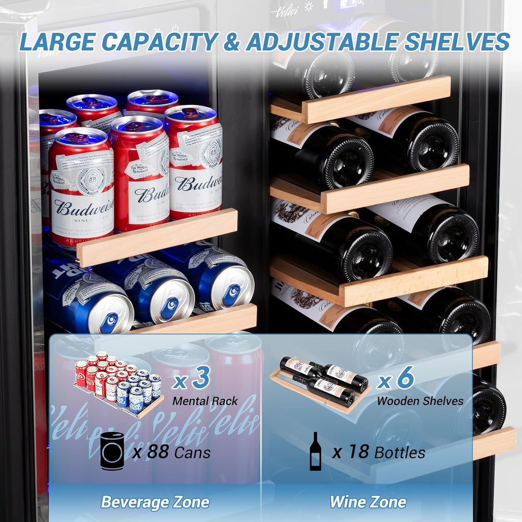 24''Beverage Refrigerator Undercounter Wine and Beverage Fridge