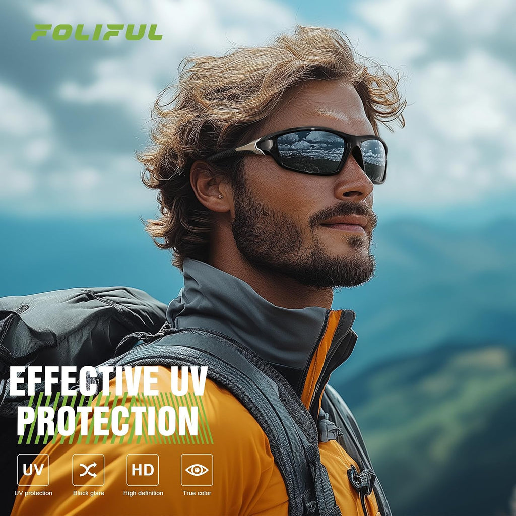Polarized Sports Wrap Around Sunglasses Men Fishing Running Golf | Mens Womens Sunglasses Pack UV Protection for