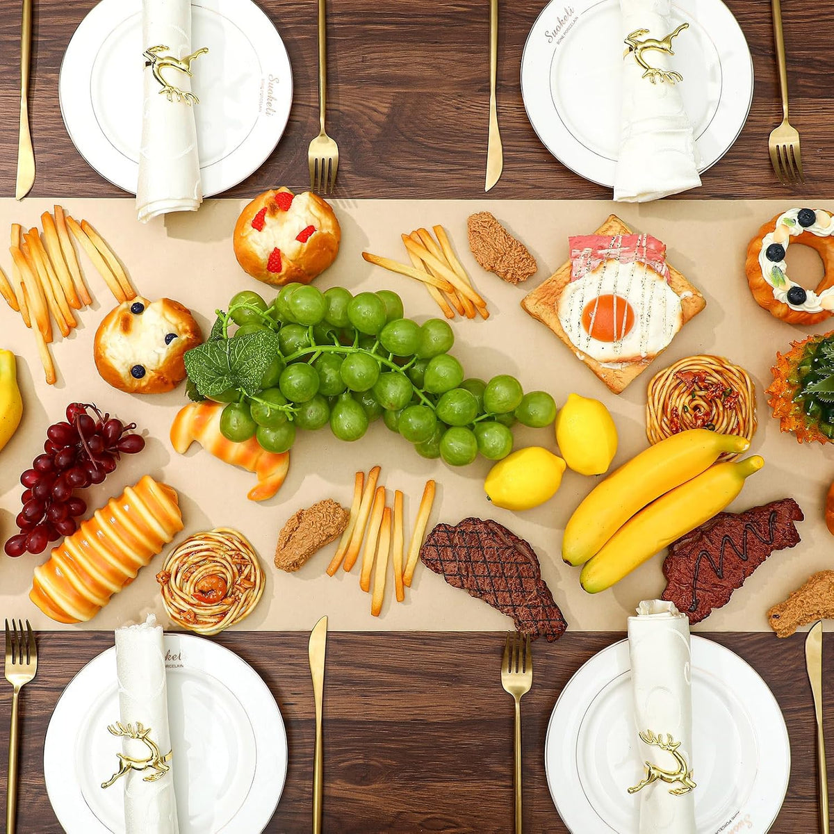 4 Pcs Thanksgiving Butcher Paper Table Runner Charcuterie 15"x48"