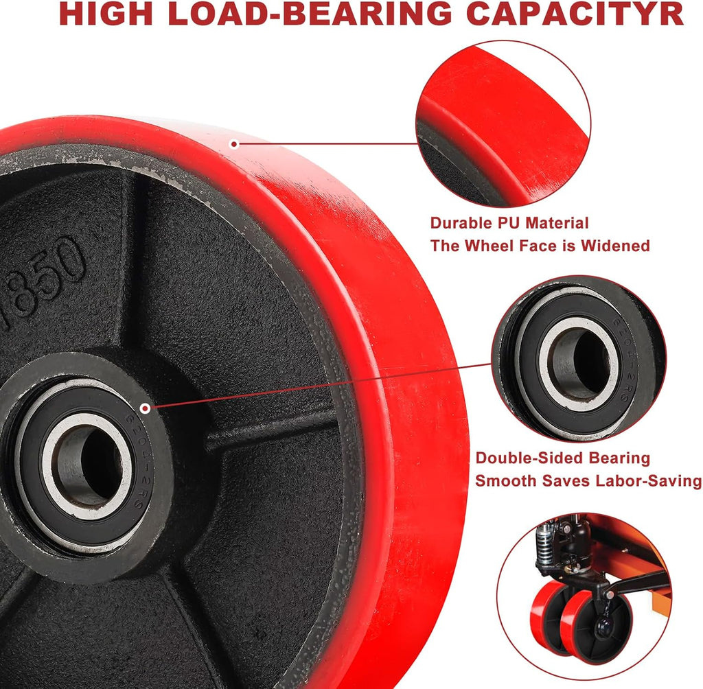 Pallet Jack Wheels/Truck Steering Wheels, Caster Wheels Pallet, 20mm ID Bearings 7" x 2" Pair