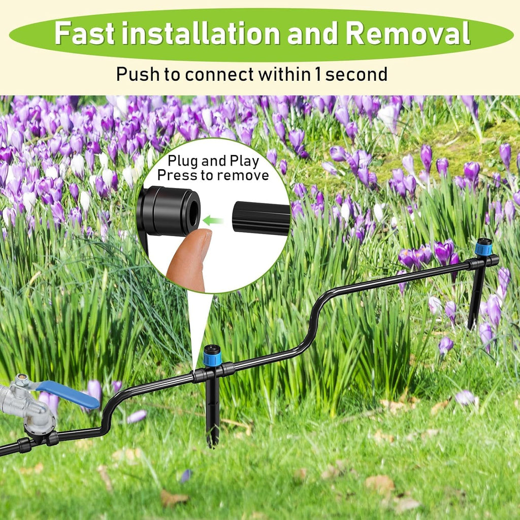 118FT Drip Irrigation System, Garden Watering System, Quick-Connect Drip Irrigation Kit for Lawn Raised Bed