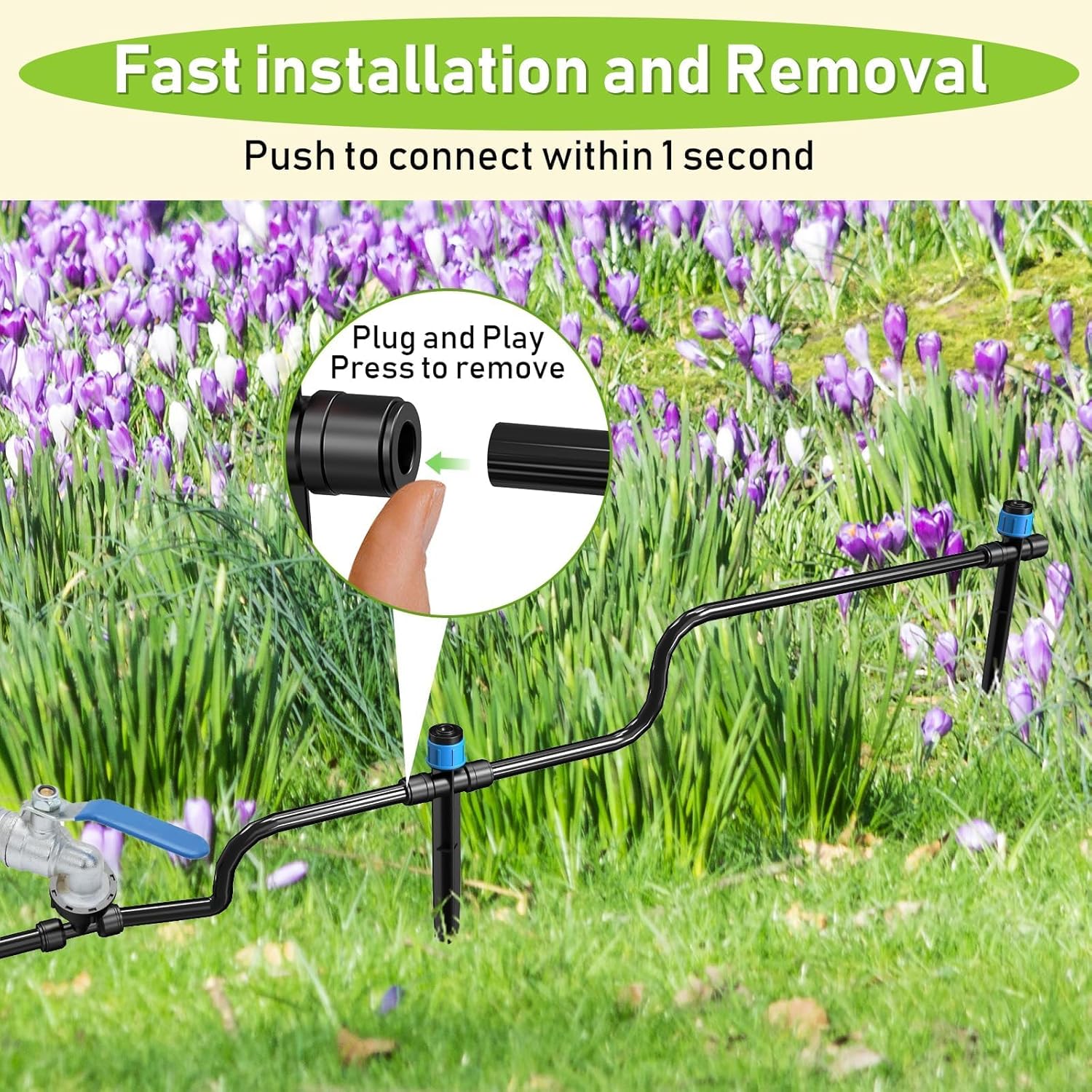 118FT Drip Irrigation System, Garden Watering System, Quick-Connect Drip Irrigation Kit for Lawn Raised Bed