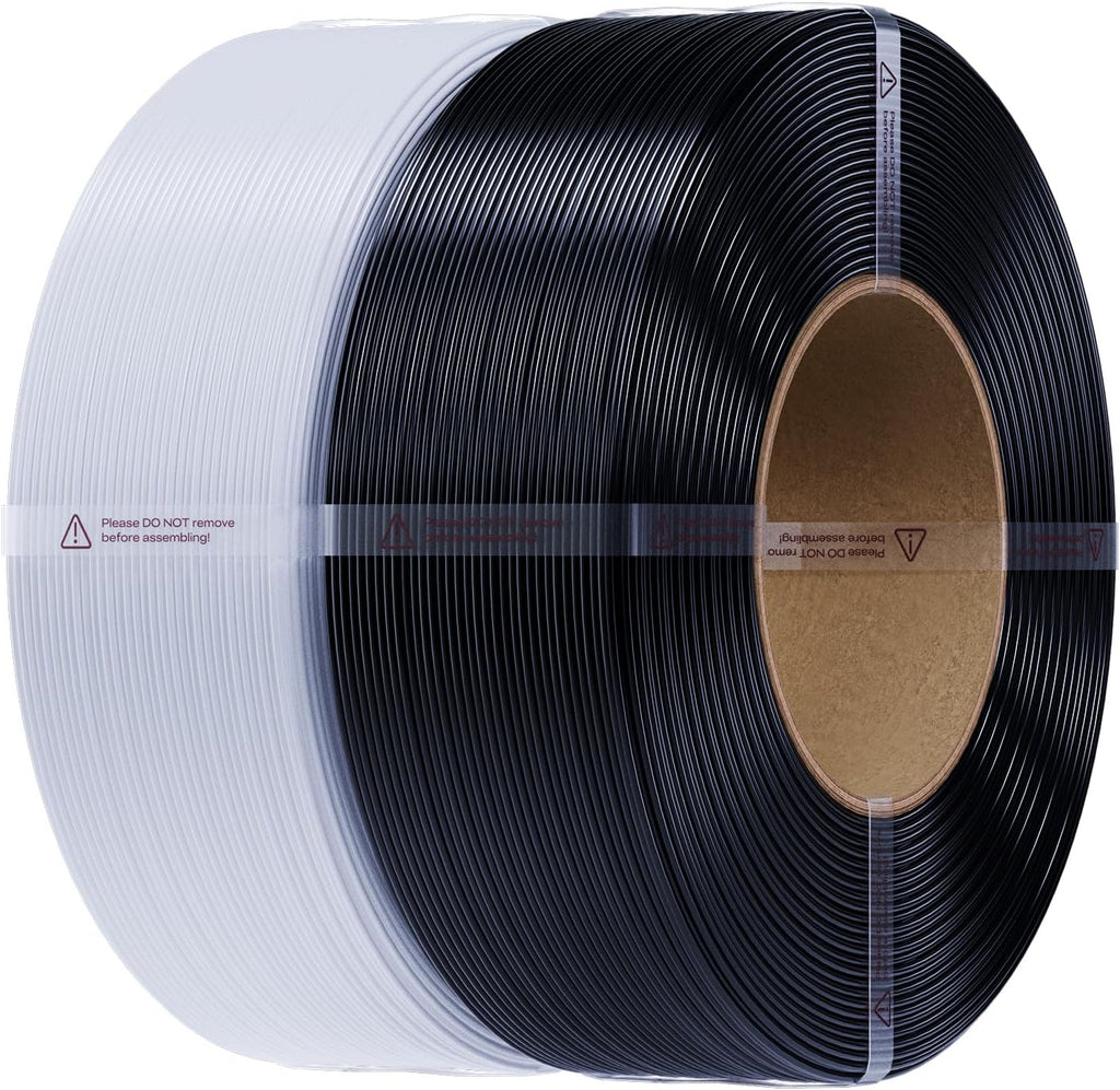 2kg Black & White PETG Filament Refill 1.75mm, Spool-Free Reusable Spools, High Precision ±0.03mm, Odorless &