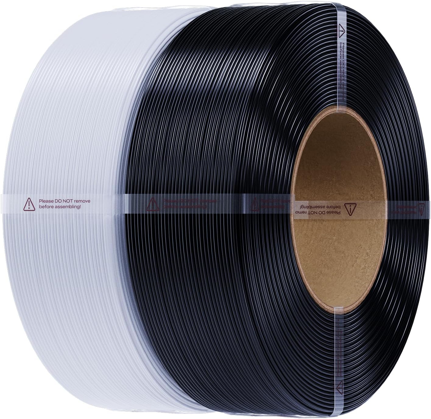 2kg Black & White PETG Filament Refill 1.75mm, Spool-Free Reusable Spools, High Precision ±0.03mm, Odorless &
