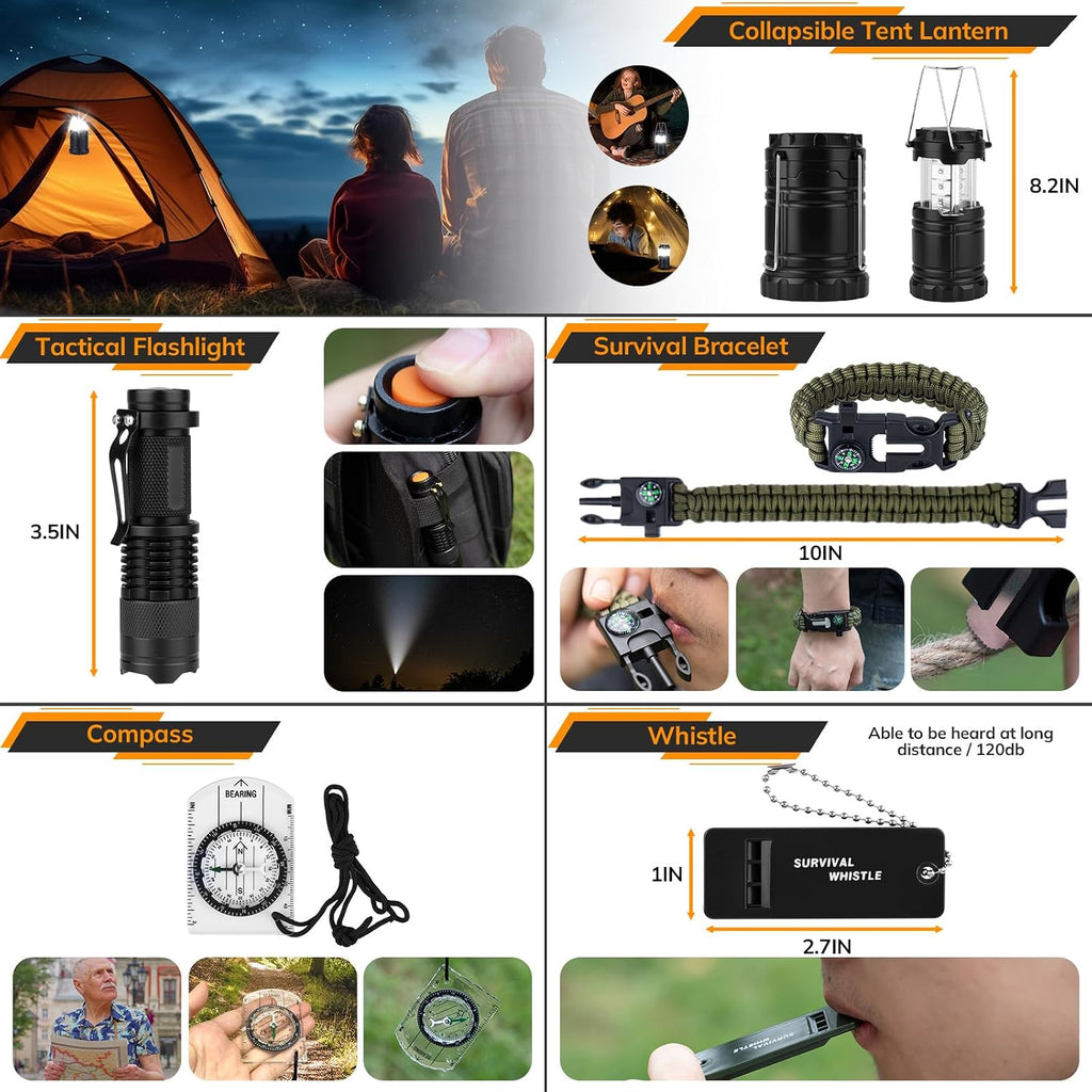 Survival Kit, 250pcs Survival Tools Tactical Gear and Trauma Bag, Survival First Aid Kit with Molle Crossbody Bag &