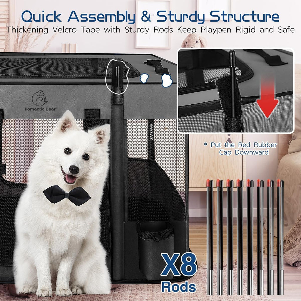 Dog Playpen,Pet Playpen,Foldable Puppy Cat Playpen,Portable Exercise Kennel Tent Crate,Water-Resistant Breathable