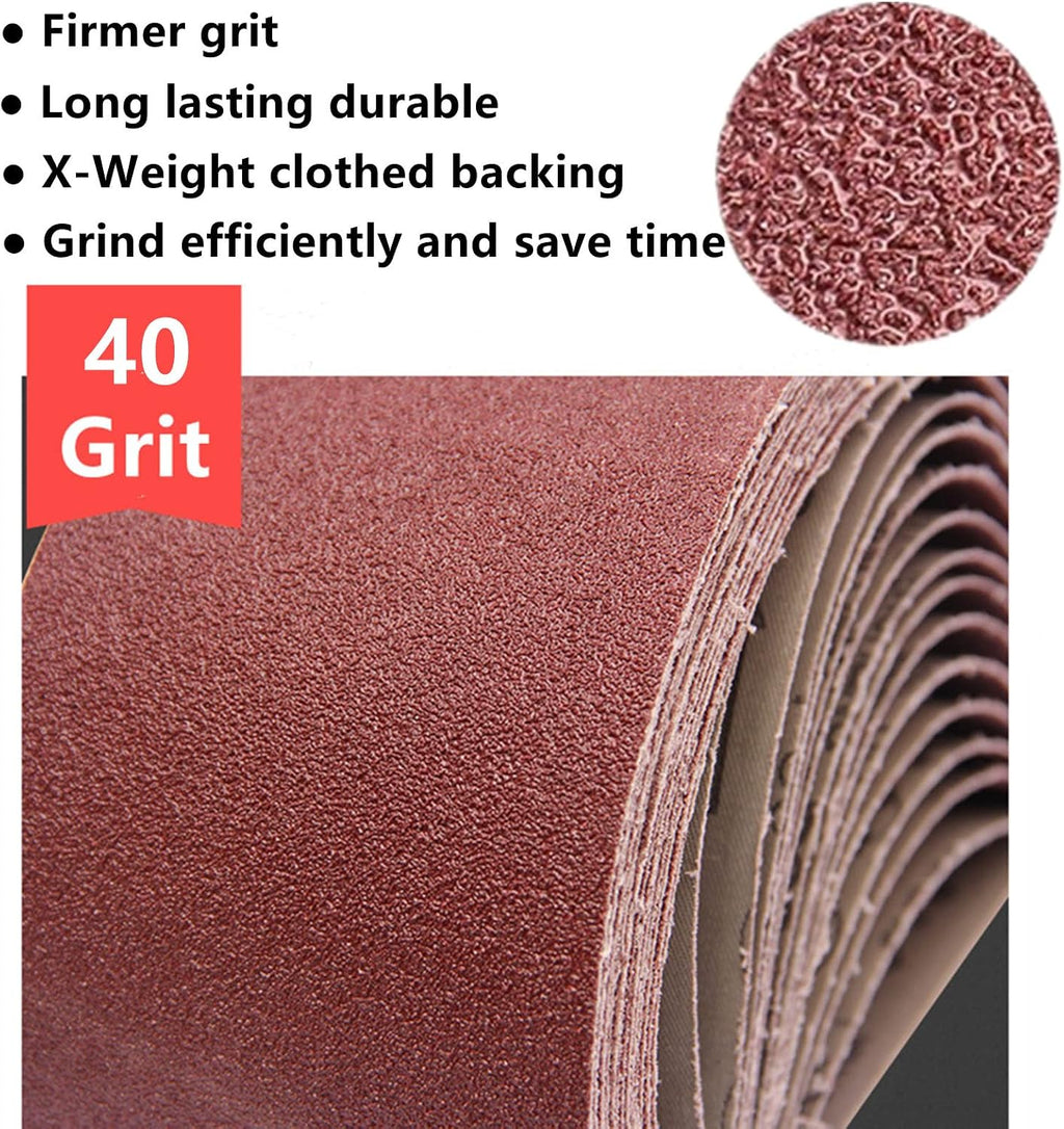 3x21 Inch Sanding Belts 40 Grit 6 Pack for Belt Sander