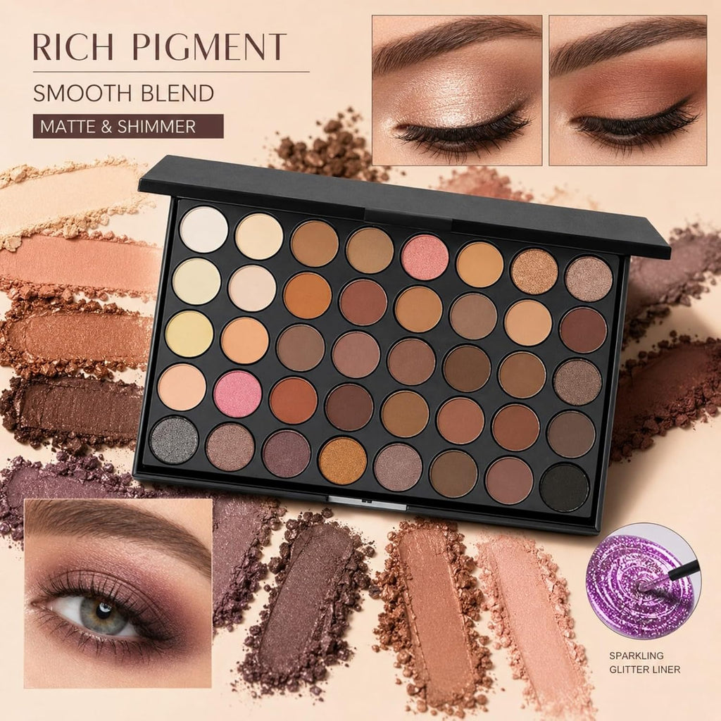 40-Color Eyeshadow Palette Eye Makeup Set(Pink) | 40 Color Shade Palette All-in-One Kit Begineer Friendly Full Eye